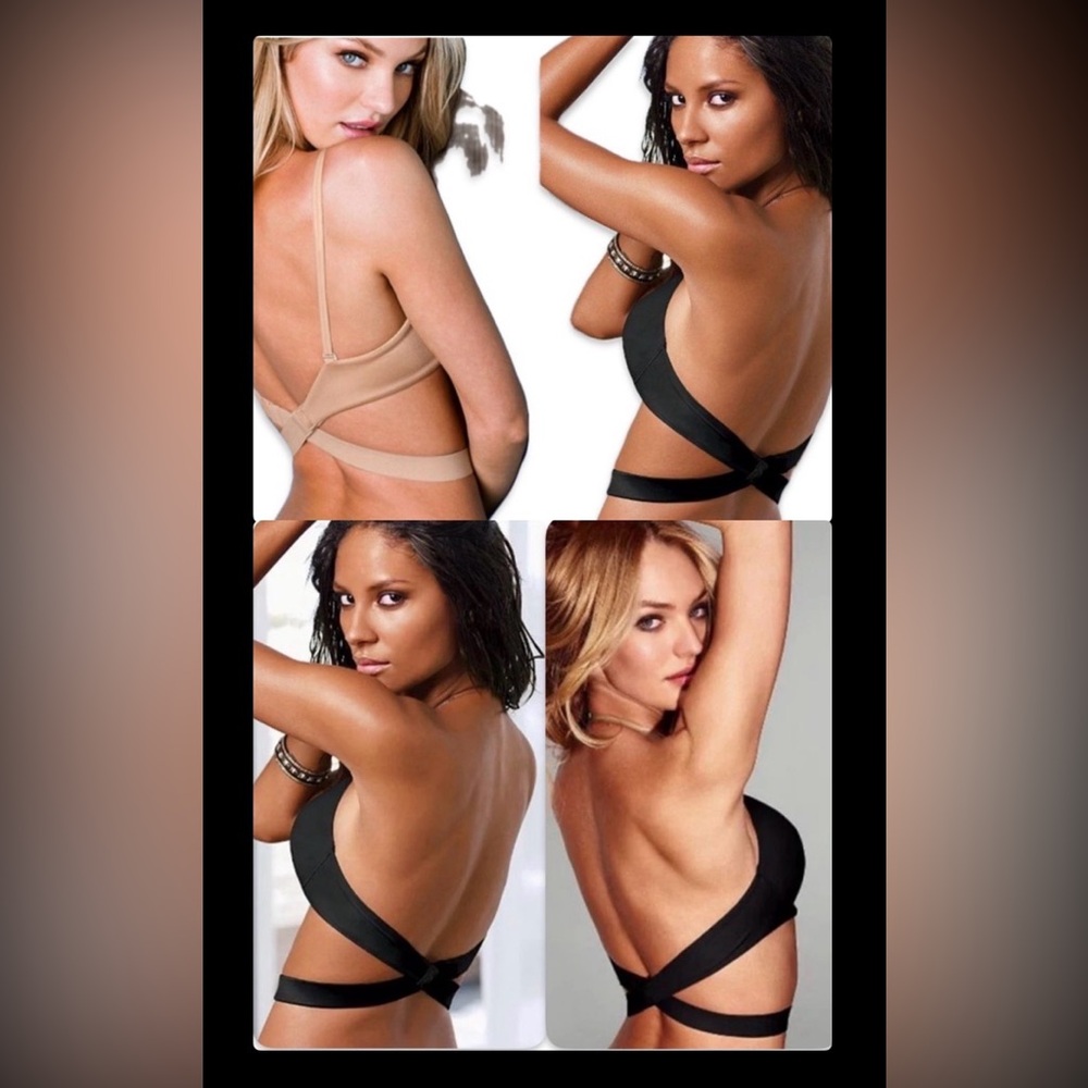 NWT Lot of 2x [Victoria's Secret] Low-Back Strap Bra Extender Nude &/or Black OS